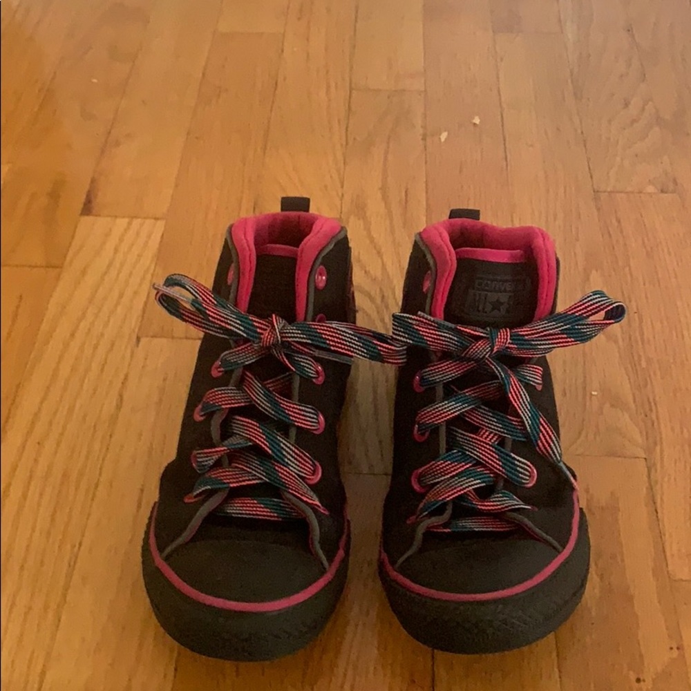 Pink and black kids converse